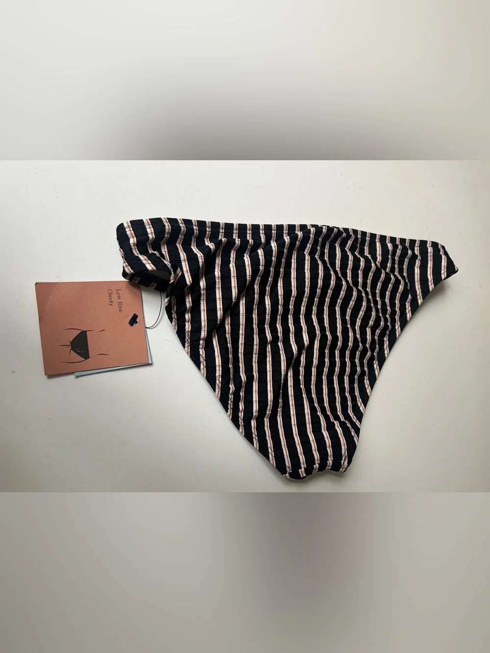 Shade & Shore Low Rise Cheeky Striped Swim Bottoms Small NEW